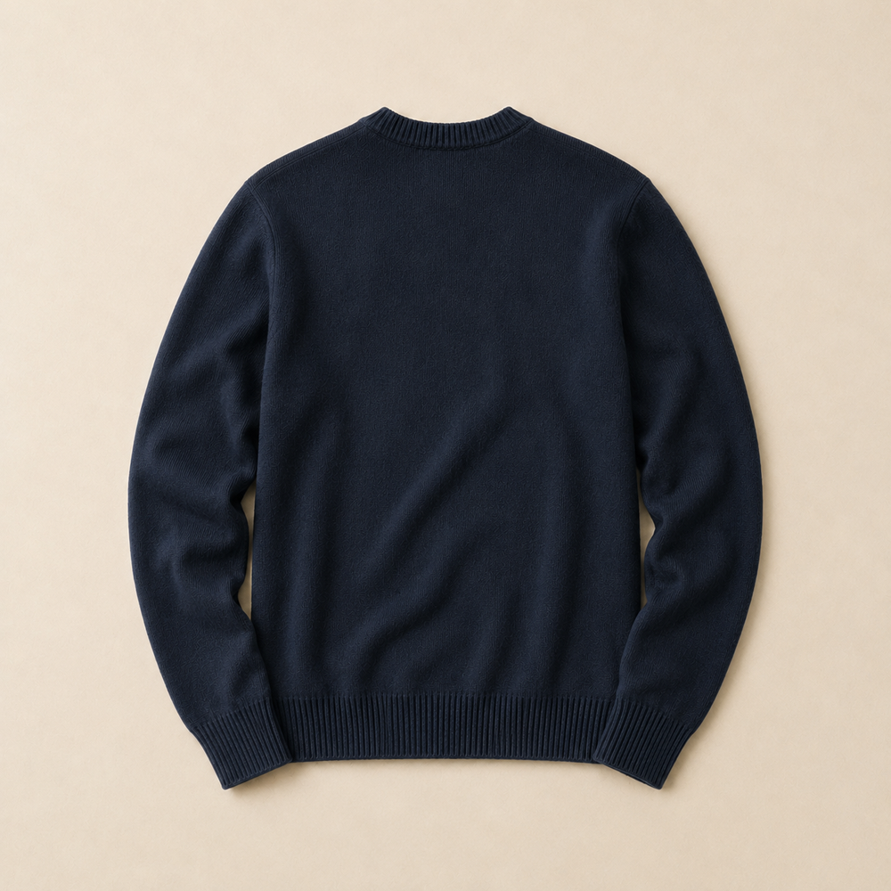 The Aldgate - Cashmere-Blend Crewneck in Navy - back view