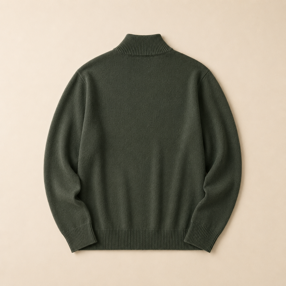 The Pembroke - Cashmere-Blend Half-Zip in Forest Green - back view