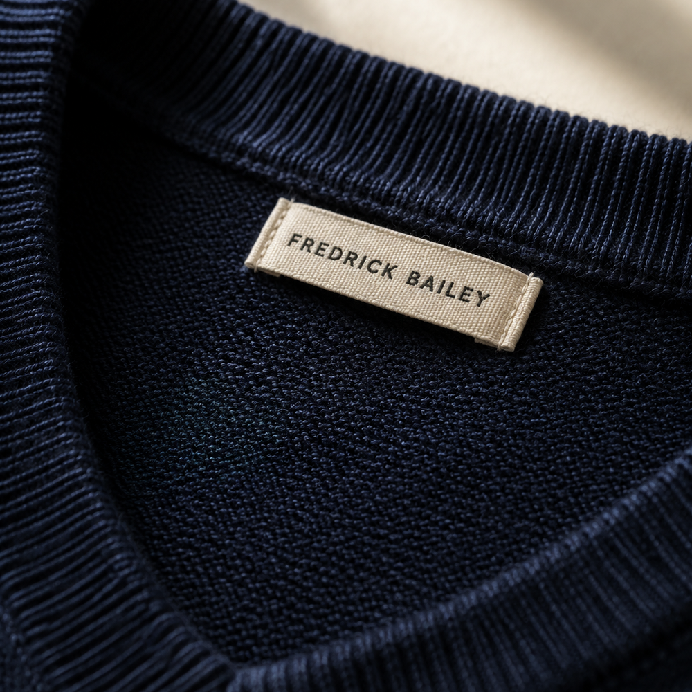 The Sterling knit and label detail - Navy