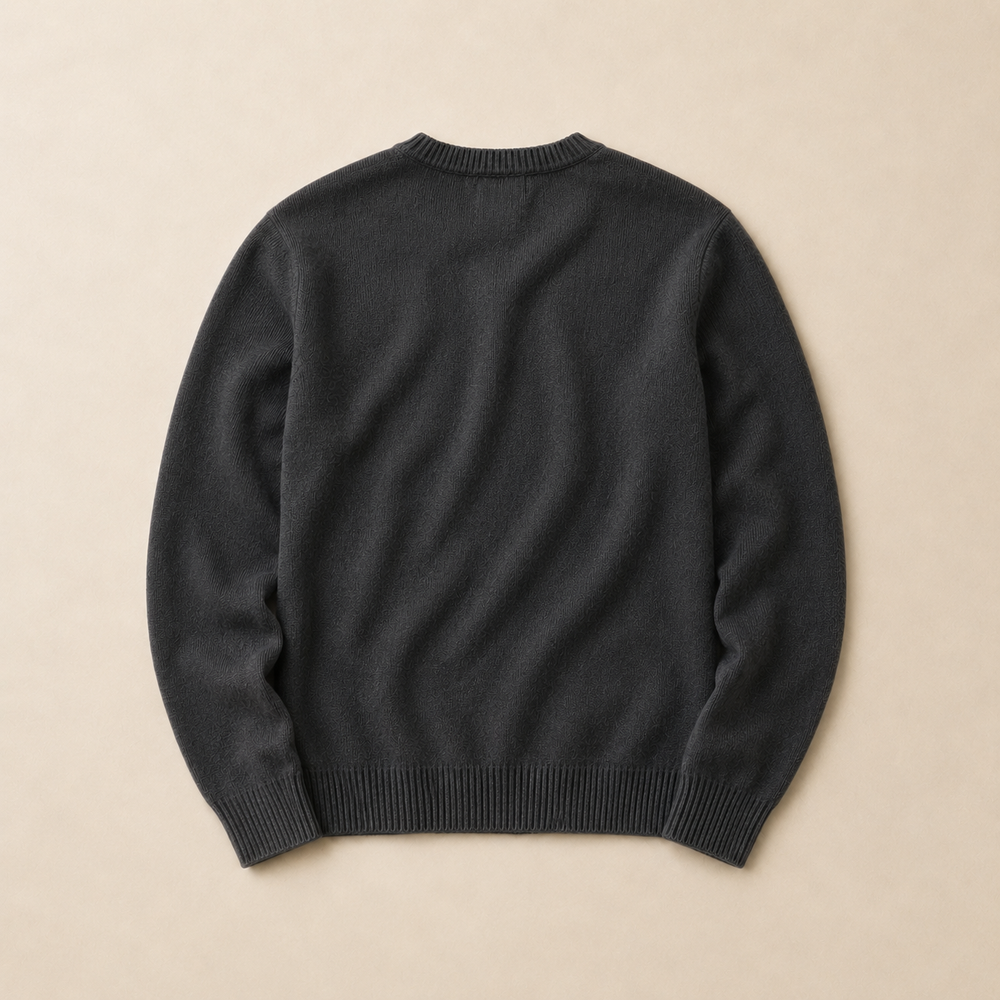 The Aldgate - Cashmere-Blend Crewneck in Charcoal - back view