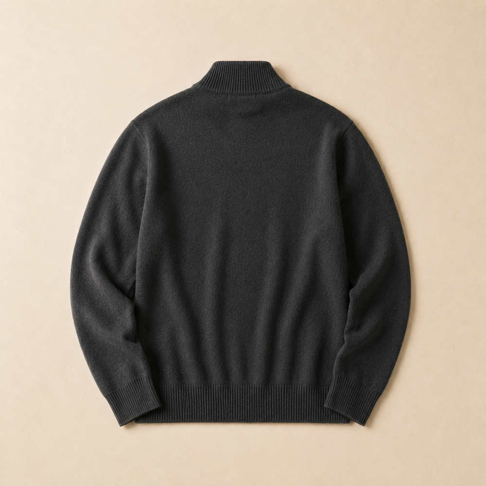The Marlow - Lambswool-Blend Shawl Cardigan in Charcoal - back view