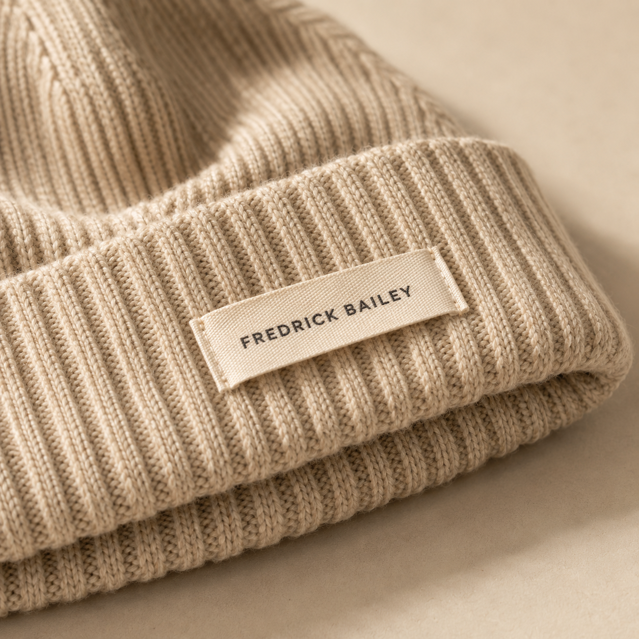 The Bramford - Cashmere-Blend Beanie in Oatmeal - detail