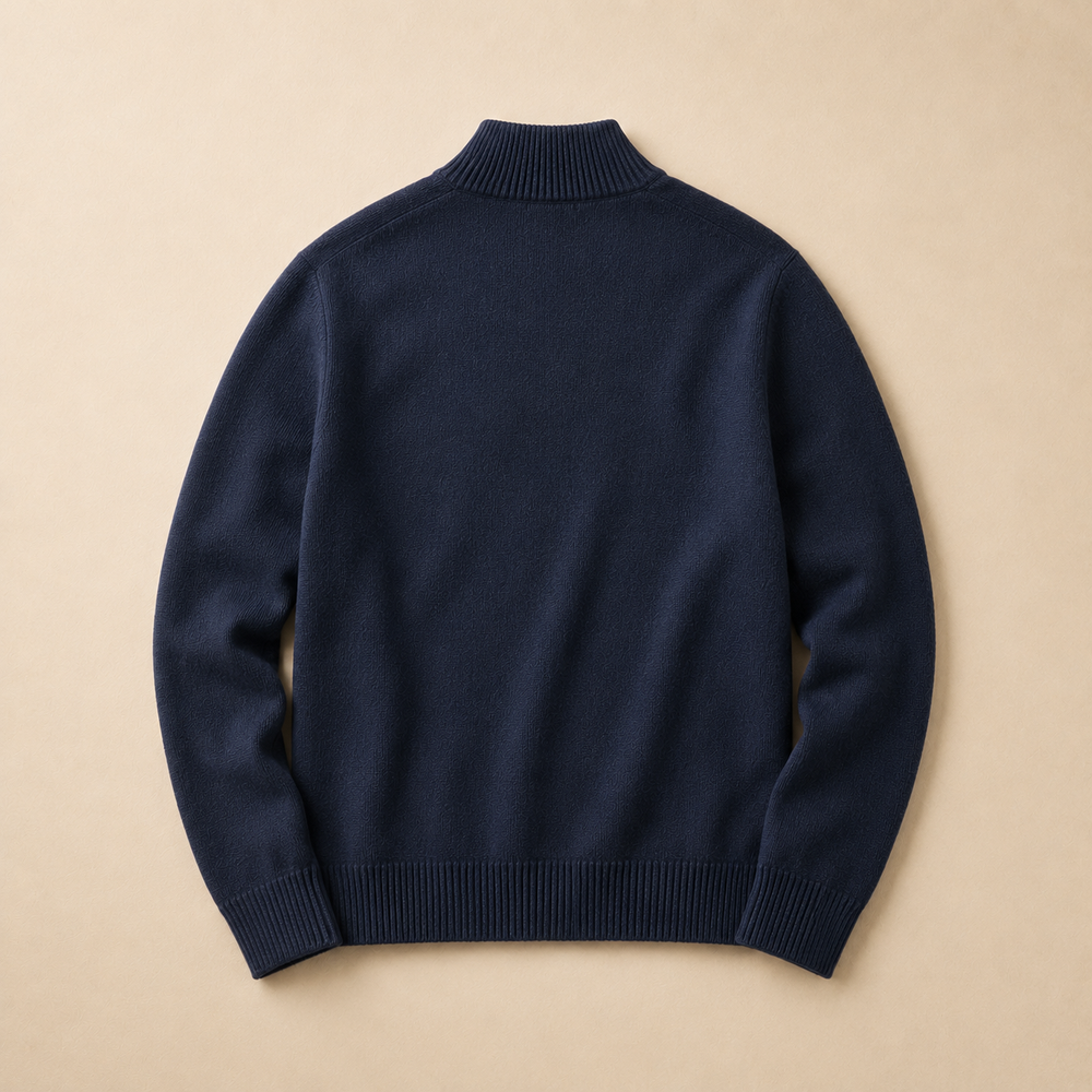 The Whitfield - Cashmere-Blend Full-Zip Cardigan in Navy - back view