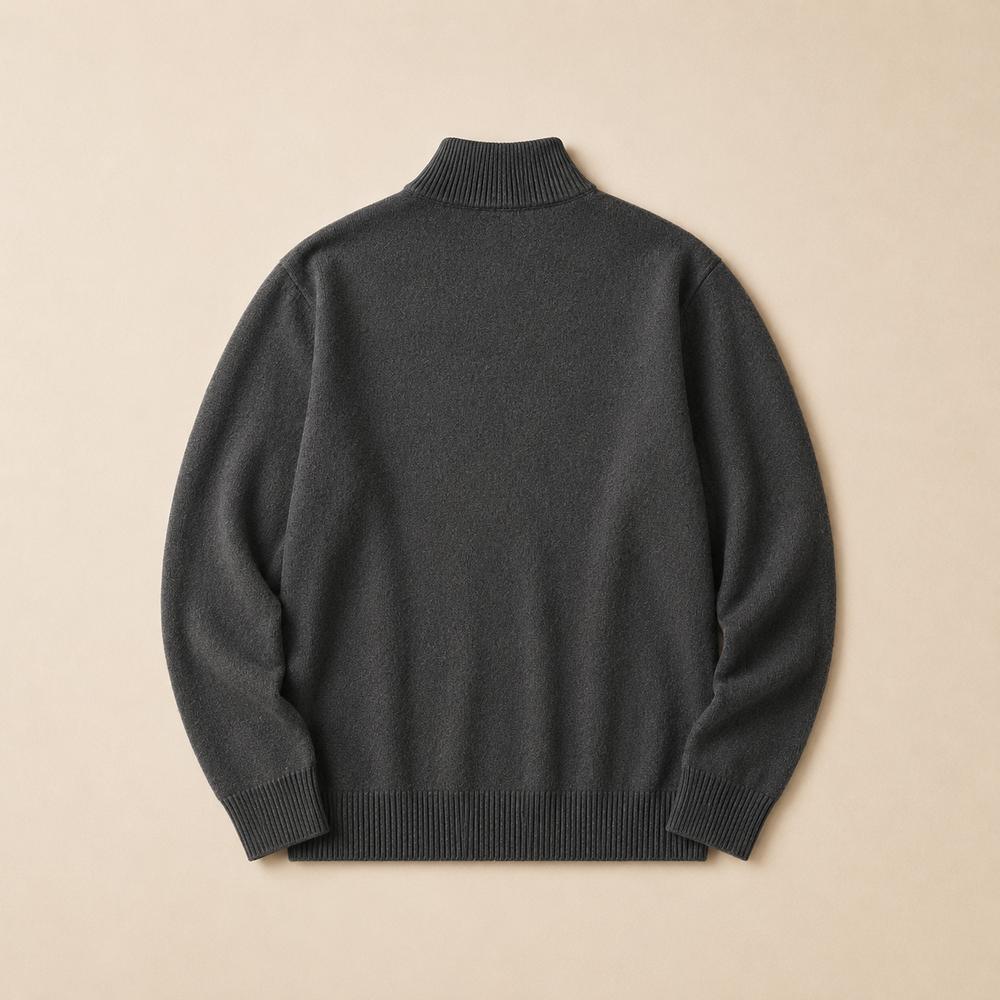 The Pembroke - Cashmere-Blend Half-Zip in Charcoal - back view