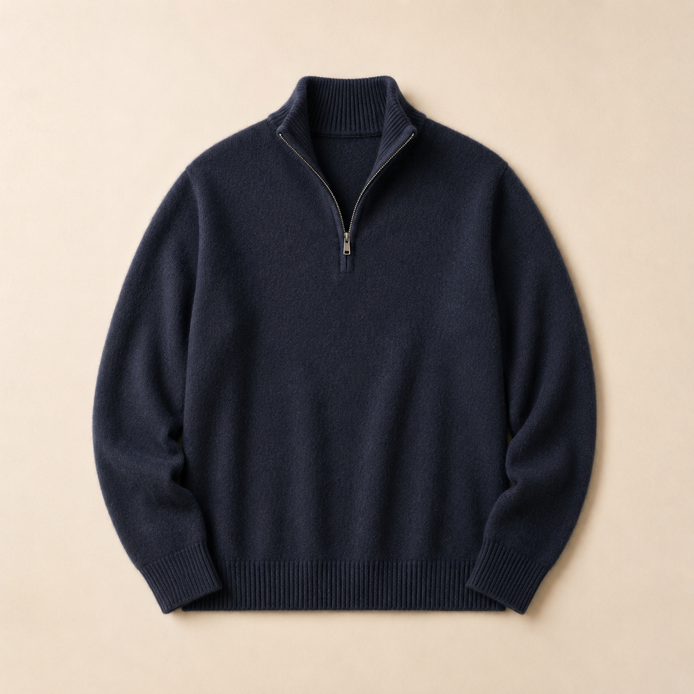 The Pembroke - Cashmere-Blend Half-Zip in Navy