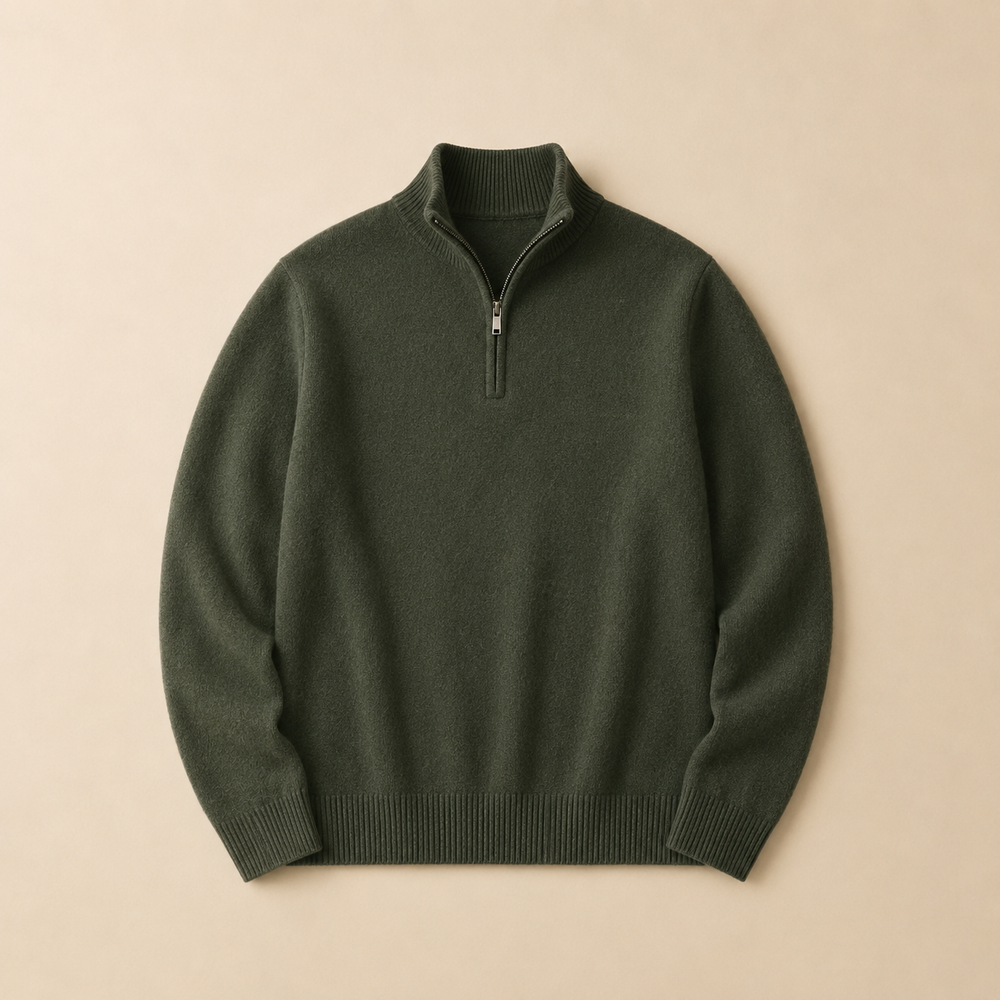 The Pembroke - Cashmere-Blend Half-Zip in Forest Green