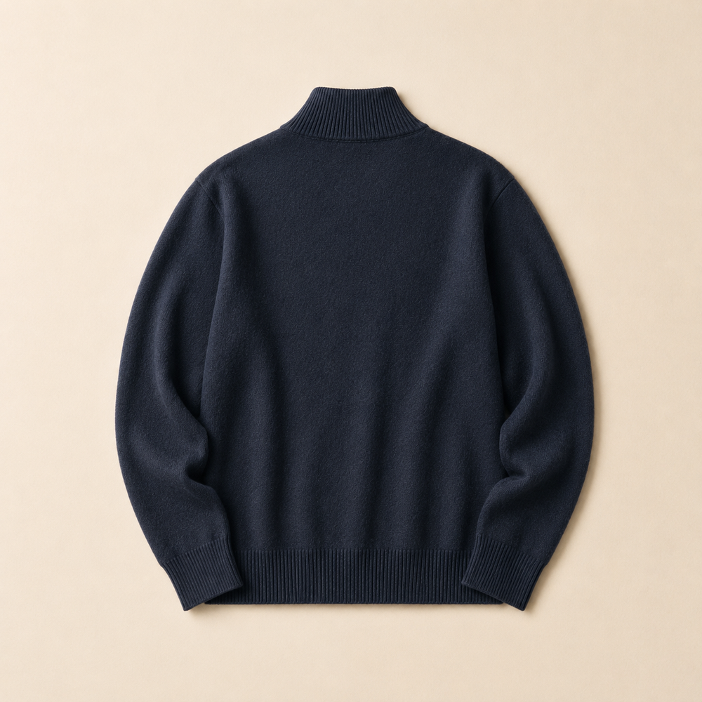 The Pembroke - Cashmere-Blend Half-Zip in Navy - back view